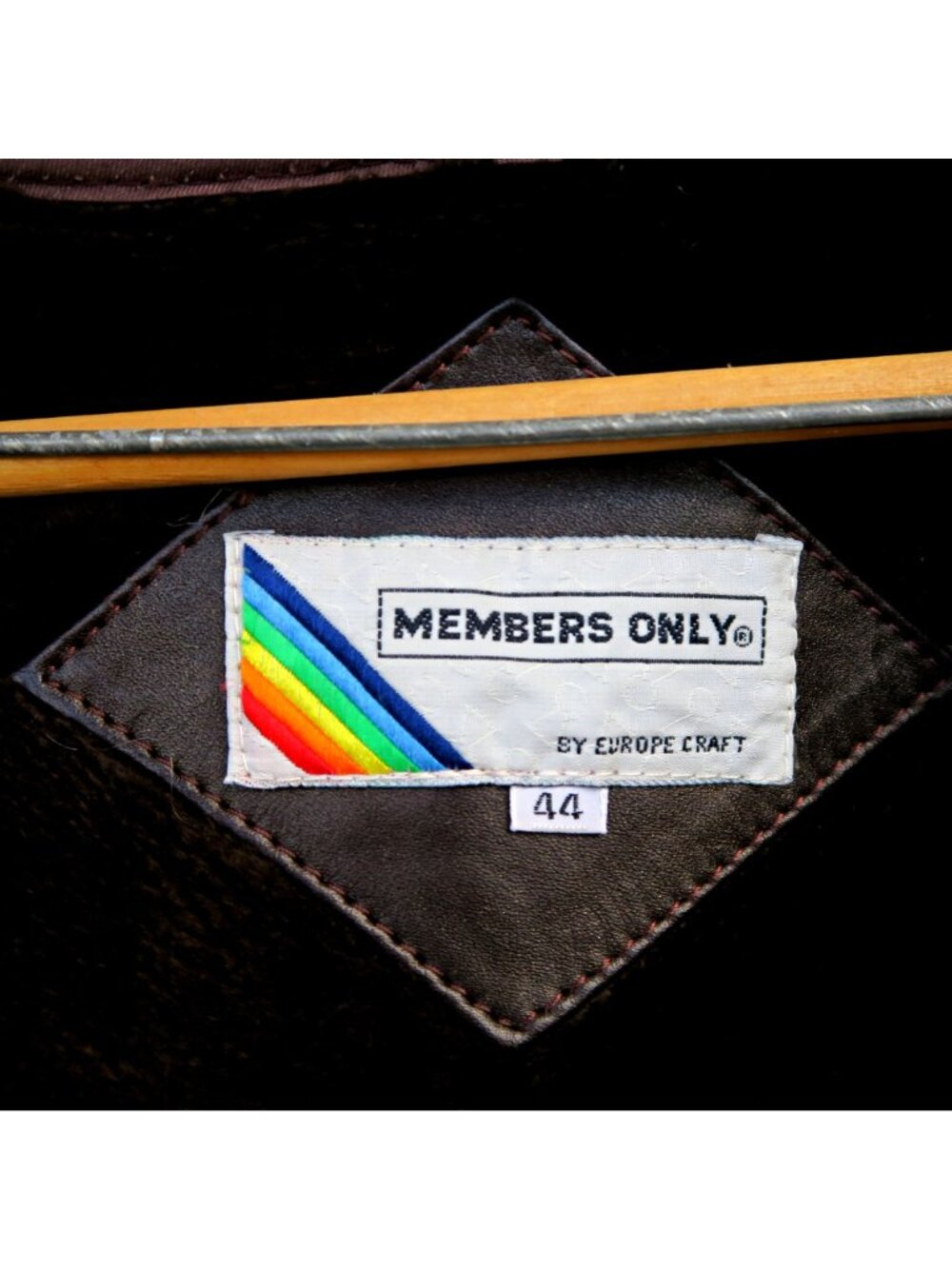 Vintage 1980s Member's Only Leather Bomber Jacket 44 Brown Korea Zip Liner - Picture 6 of 10